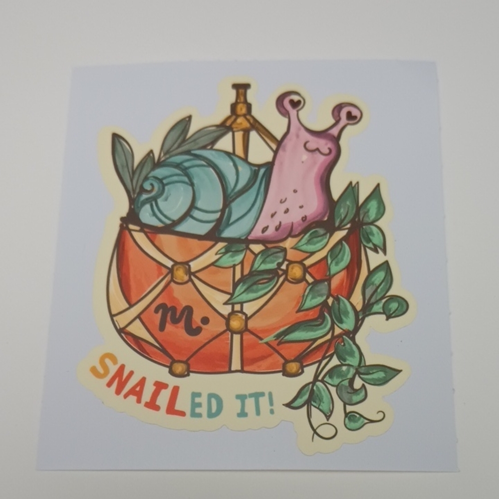 $1 Add-on Maniology Sticker Snailed It! Snail In Hanging Planter